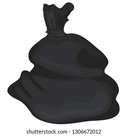 Garbage bag cartoon isolated on white background. Black Garbage bag.