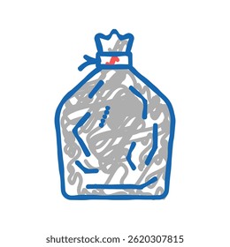 saco de lixo ícone doodle esboço vetor. sinal saco de lixo. ilustração símbolo isolado