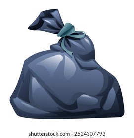 Garbage bag filled with trash. Vector cartoon illustration isolated on white background