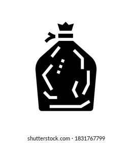 garbage bag glyph icon vector. garbage bag sign. isolated contour symbol black illustration