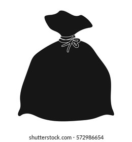 Garbage bag icon in black style isolated on white background. Cleaning symbol stock vector illustration.