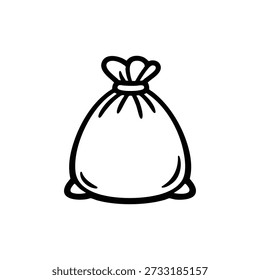 Icono de bolsa de basura Ilustración vectorial en blanco y negro para servicios de limpieza y eliminación de residuos