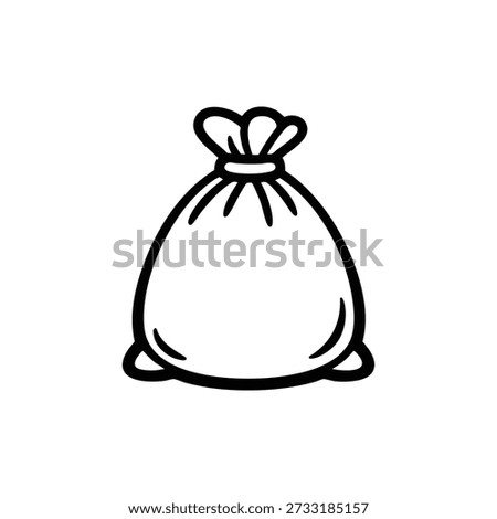 Garbage bag icon black and white vector illustration for cleaning and waste removal services