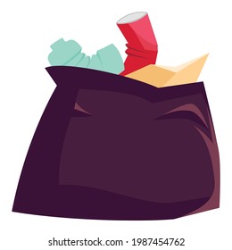 Icono de bolsas de basura. Caricatura del icono del vector de bolsas de basura para el diseño web aislado en fondo blanco