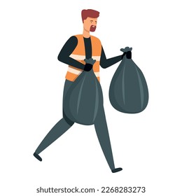 Garbage bag icon cartoon vector. Street cleaner. Paper design