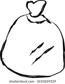 garbage bag icon in doodle style
