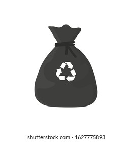 Garbage bag icon flat vector illustration isolated on white background.