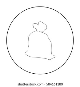 Garbage bag icon in outline style isolated on white background. Trash and garbage symbol stock vector illustration.