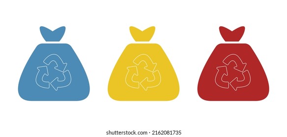 Icono de bolsas de basura, concepto de reciclaje, ilustración vectorial