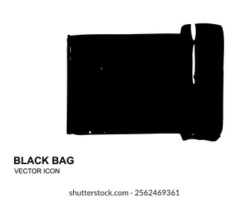 Garbage Bag Icon, Trash Package, Plastic Bin Bags, Black Polyethylene Waste Container Vector Illustration