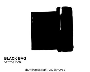 Garbage Bag Icon, Trash Package, Plastic Bin Bags, Black Polyethylene Waste Container Vector Illustration