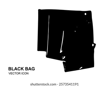 Garbage Bag Icon, Trash Package, Plastic Bin Bags, Black Polyethylene Waste Container Vector Illustration