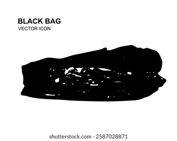 Garbage Bag Icon, Trash Package, Plastic Bin Bags, Black Polyethylene Waste Container Vector Illustration