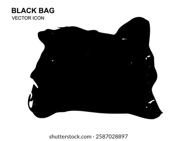 Garbage Bag Icon, Trash Package, Plastic Bin Bags, Black Polyethylene Waste Container Vector Illustration