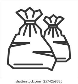 Garbage Bag Icon Vector Illustration Outline