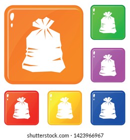 Garbage bag icons set collection vector 6 color isolated on white background