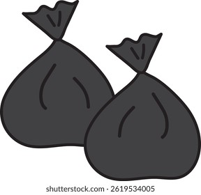 Garbage bag illustration, black bag illustration