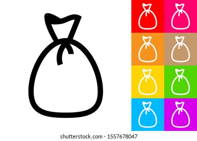 Garbage Bag. Line Icon With Different Color Background.