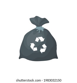 Garbage bag monochrome icon. Cleaning symbol stock vector illustration.