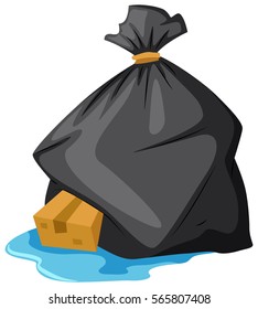 Garbage bag on wet floor illustration