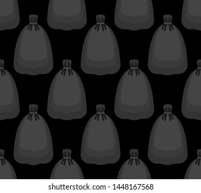 Garbage bag pattern seamless. rubbish black sack background . Vector texture