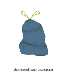 Garbage bag. Plastic container with ties. The bag is full of waste. Isolated on white. Vector illustration