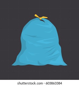 Garbage bag with rubbish color flat icon for web and mobile design