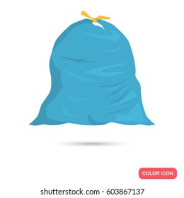 Garbage bag with rubbish color flat icon for web and mobile design