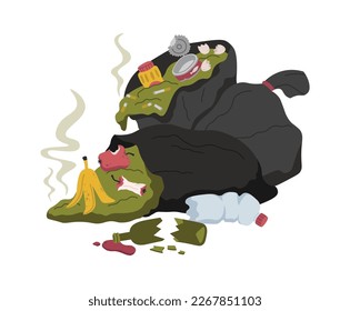 Garbage bags flat icon Food waste. Vector illustration