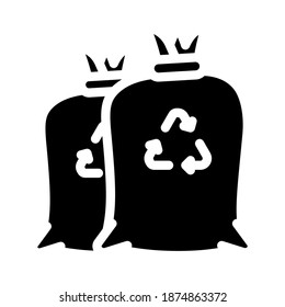 garbage bags glyph icon vector. garbage bags sign. isolated contour symbol black illustration