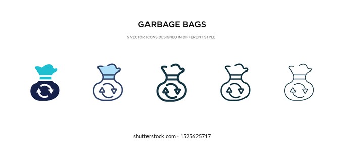 garbage bags icon in different style vector illustration. two colored and black garbage bags vector icons designed in filled, outline, line and stroke style can be used for web, mobile, ui