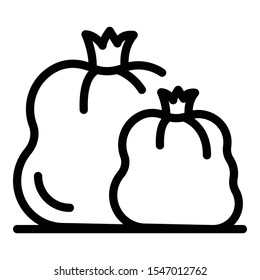 Garbage bags icon. Outline garbage bags vector icon for web design isolated on white background