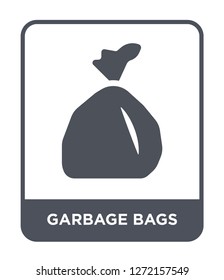 garbage bags icon vector on white background, garbage bags trendy filled icons from Furniture and household collection, garbage bags simple element illustration