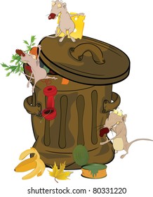 Garbage Bank And Rats. Cartoon