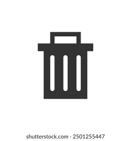 Cesta de basura ilustración negra. Símbolo de contenedor limpio para la basura. Señal de basura. Iconos del vector en estilo plano