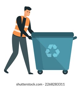 Vector de caricatura de icono de la canasta de basura. Trabajador de la calle. Waster janitor
