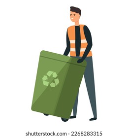 Garbage basket icon cartoon vector. Cleaner job. Waste collector