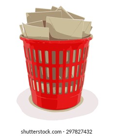 garbage basket and letters