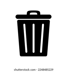 GARBAGE BASKET PICTOGRAM IN BLACK COLOR, ISOLATED