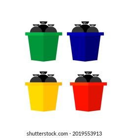 Garbage bin cartoon on white background.