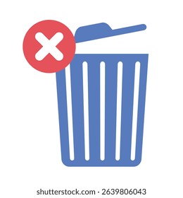Garbage bin and cross mark. Removal symbol.