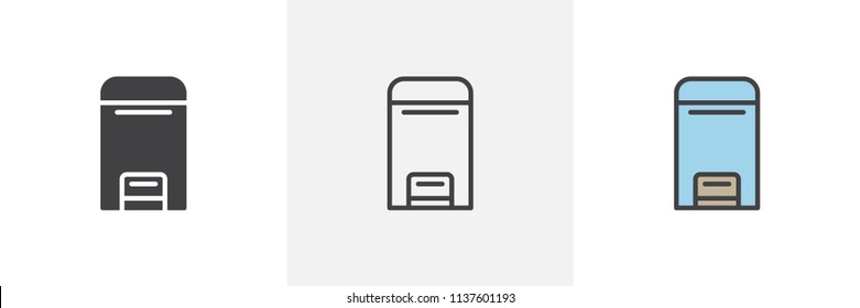 Garbage bin icon. Line, solid and filled outline colorful version, outline and filled vector sign. Symbol, logo illustration. Different style icons set. Pixel perfect vector graphics