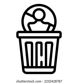 Garbage bin icon outline vector. Social account. Web delete