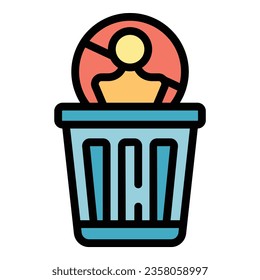 Garbage bin icon outline vector. Social account. Web delete color flat