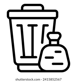 Garbage bin icon outline vector. Clean dirty floor. Laundry mop neat