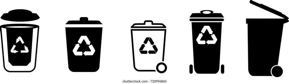 Garbage bin icons set in vector