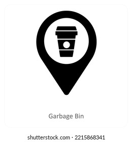 Garbage Bin and location icon concept