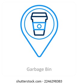 Garbage Bin and location icon concept