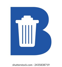 Garbage bin logo Logo combine with letter B vector template