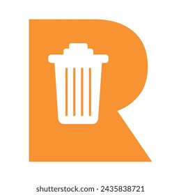 Garbage bin logo Logo combine with letter R vector template